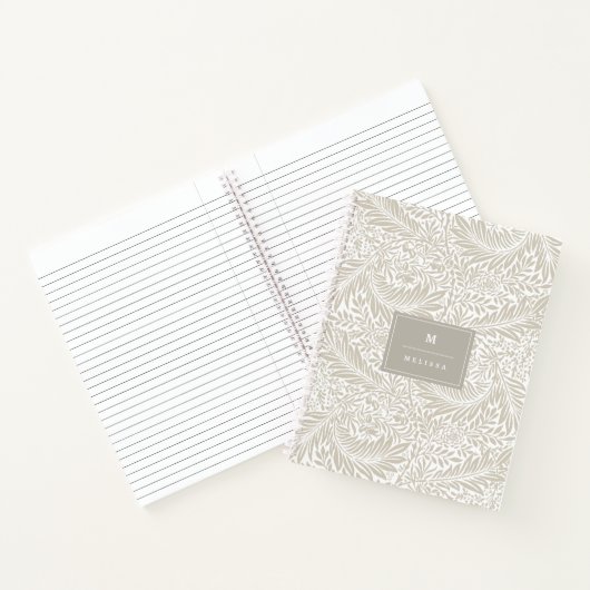 Monogram Floral Foliage William Morris Elegant Notitieboek (Binnen)