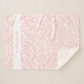 Monogram Floral Foliage William Morris Pink Sherpa Deken (Voorkant (horizontaal))