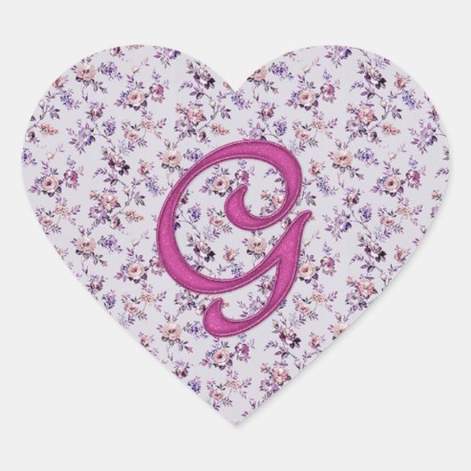 Monogram Floral  G Hart Sticker (Voorkant)