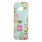 Monogram | Floral Garden, blauwe achtergrond Case-Mate Samsung Galaxy Hoesje (Achterkant Links)
