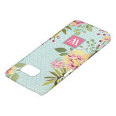 Monogram | Floral Garden, blauwe achtergrond Case-Mate Samsung Galaxy Hoesje (Onderkant)