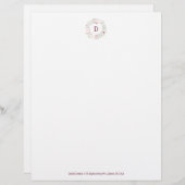 Monogram floral gepersonaliseerd briefhoofd (Voorkant / Achterkant)