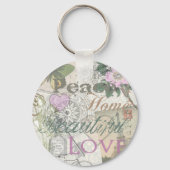 Monogram Floral Girly Pattern Sleutelhanger (Voorkant)