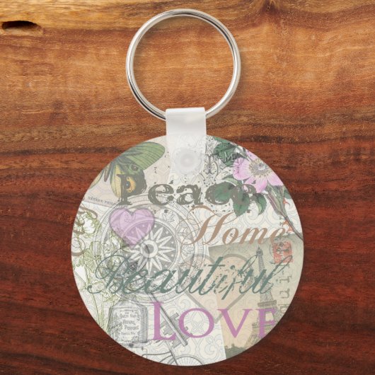 Monogram Floral Girly Pattern Sleutelhanger (Voorkant)