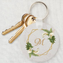 Monogram Floral Gold Marble Calla Lilies Initiaal