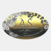 Monogram Floral Gold Silver Grey Product Labels (Voorkant)