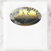 Monogram Floral Gold Silver Grey Product Labels (Tas)