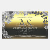 Monogram Floral Gold Silver Grey Product Labels (Voorkant)
