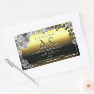 Monogram Floral Gold Silver Grey Product Labels
