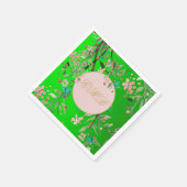 Monogram Floral Green Elegant Pink Gold Birthday Servet (Hoek)
