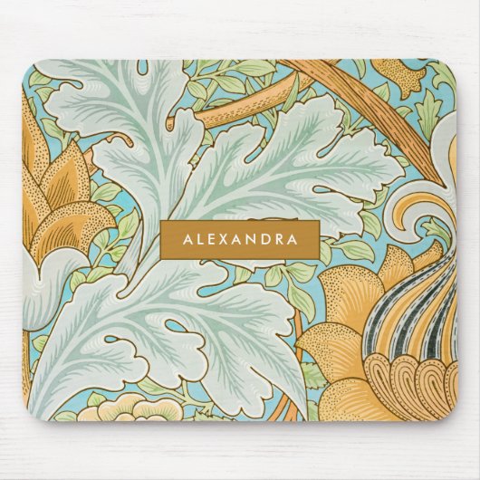 Monogram Floral Greenery Botanical Yellow Green Muismat (Voorkant)