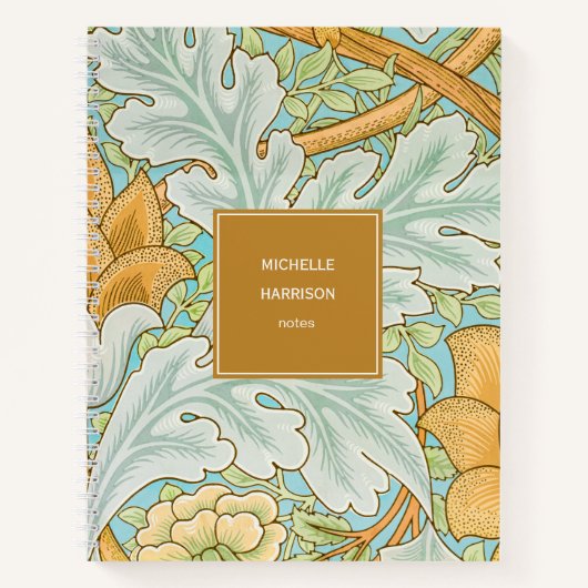 Monogram Floral Greenery Botanical Yellow Green Notitieboek (Voorkant)
