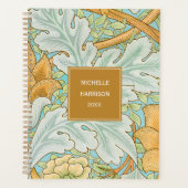 Monogram Floral Greenery Botanical Yellow Green Planner (Voorkant)