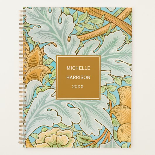 Monogram Floral Greenery Botanical Yellow Green Planner (Voorkant)