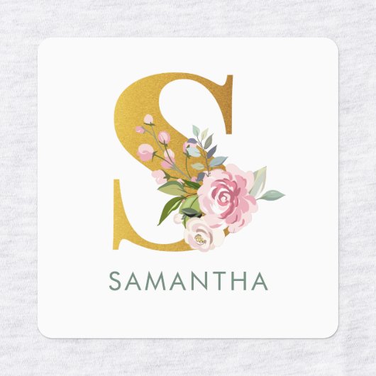 Monogram: Floral Greenery Iron on Clothing Labels (Design 2)