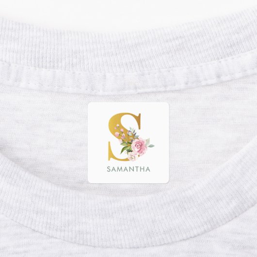 Monogram: Floral Greenery Iron on Clothing Labels (Aangebracht)