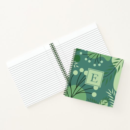 Monogram Floral Greenery Spiral Notitieboek (Binnen)