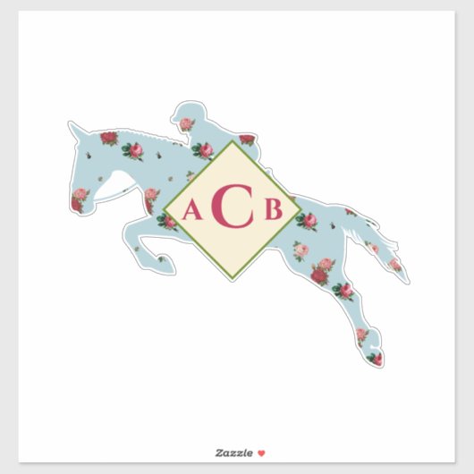 Monogram Floral Hunter Jumper Tack Trunk Sticker (Vel)