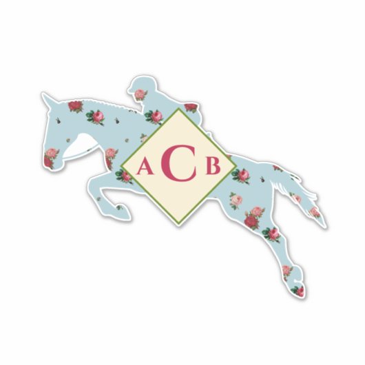 Monogram Floral Hunter Jumper Tack Trunk Sticker (Voorkant)