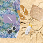 Monogram Floral Hydrangea Paars Strandlaken