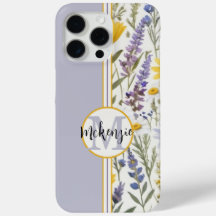 Monogram Floral iPhone Hoesje-Roze Aqua Yellow