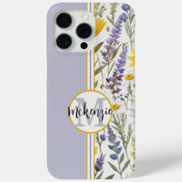 Monogram Floral iPhone Hoesje-Roze Aqua Yellow iPhone 15 Pro Max Hoesje