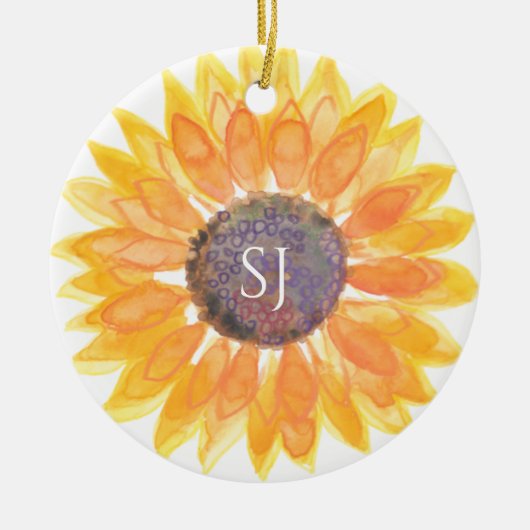 Monogram Floral Keramisch Ornament (Voorkant)