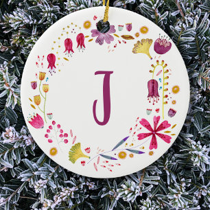 Monogram Floral Keramisch Ornament