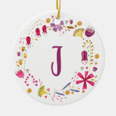 Monogram Floral Keramisch Ornament (Voorkant)