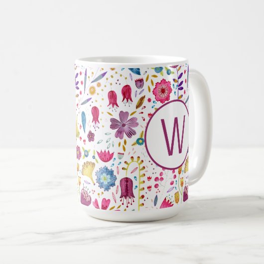 Monogram Floral Koffiemok (Voorkant rechts)