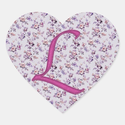 Monogram Floral  L Hart Sticker (Voorkant)