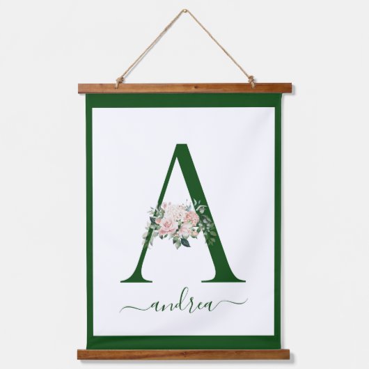 Monogram Floral Letter A Hangend Wandkleed (Voorkant)