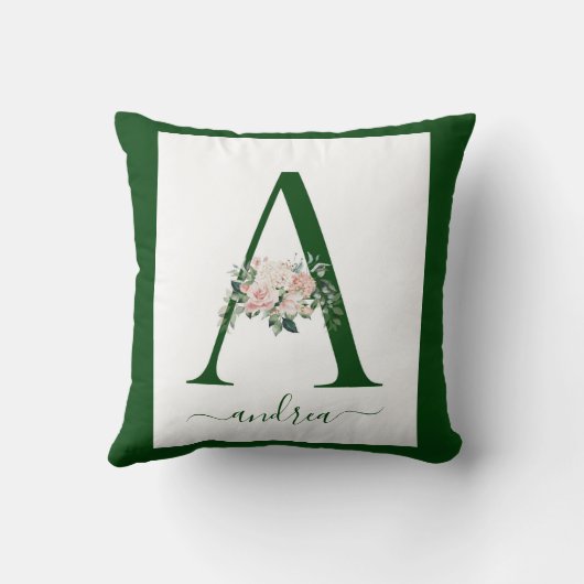 Monogram Floral Letter A Kussen (Achterkant)