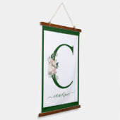 Monogram Floral Letter C Hangend Wandkleed (Gebogen)