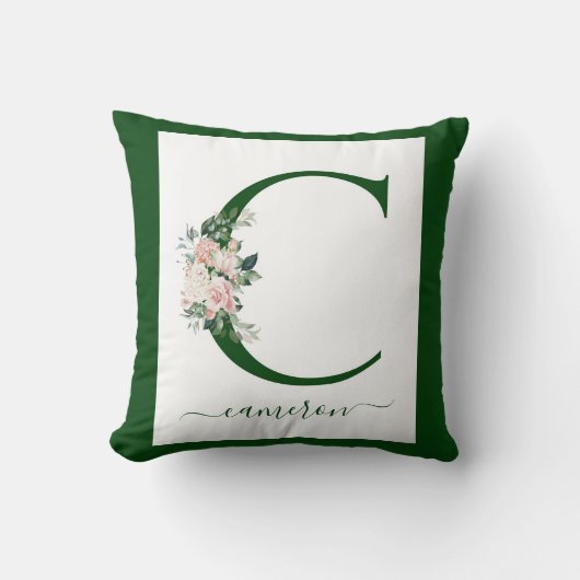 Monogram Floral Letter C Kussen (Voorkant)