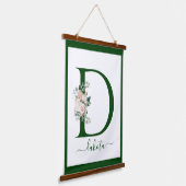 Monogram Floral Letter D Hangend Wandkleed (Gebogen)
