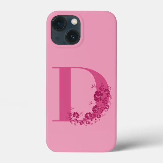 Monogram Floral Letter D iPhone Case (Achterkant)