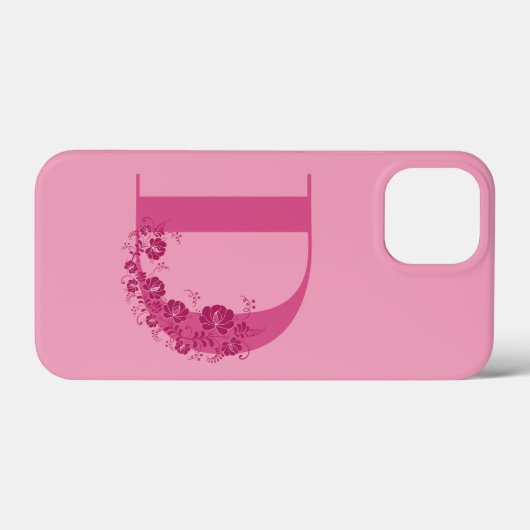 Monogram Floral Letter D iPhone Case (Achterkant (horizontaal))