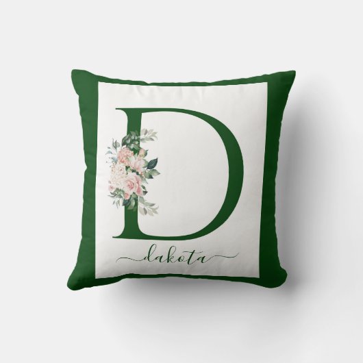 Monogram Floral Letter D Kussen (Achterkant)