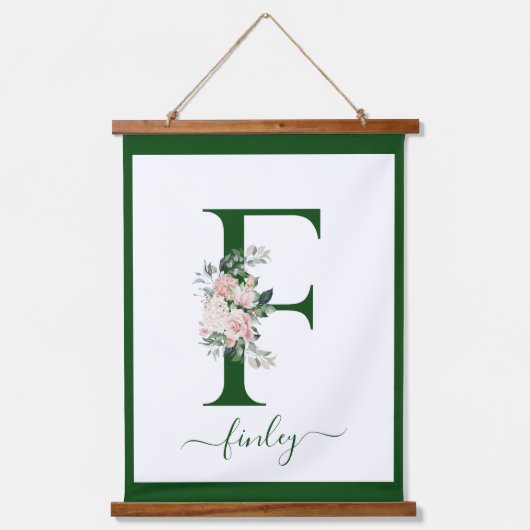 Monogram Floral Letter F Hangend Wandkleed (Voorkant)