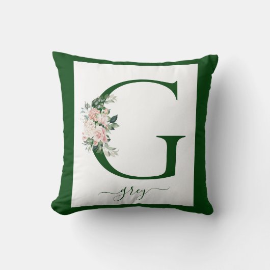 Monogram Floral Letter G Kussen (Voorkant)