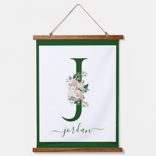 Monogram Floral Letter J Hangend Wandkleed (Voorkant)
