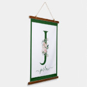 Monogram Floral Letter J Hangend Wandkleed (Gebogen)