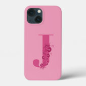 Monogram Floral Letter J iPhone Case (Achterkant)