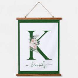 Monogram Floral Letter K Hangend Wandkleed