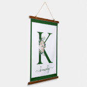 Monogram Floral Letter K Hangend Wandkleed (Gebogen)