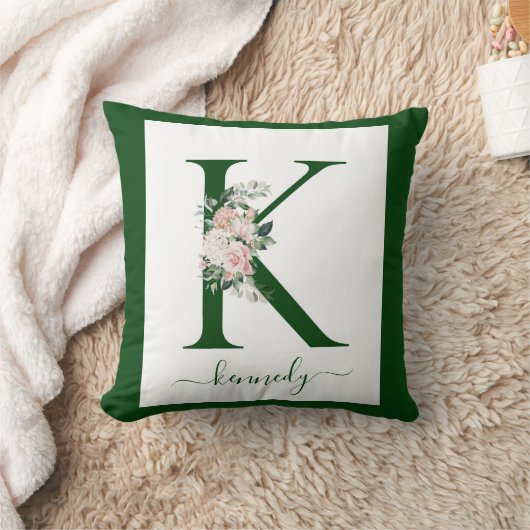 Monogram Floral Letter K Kussen (Deken)