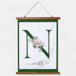 Monogram Floral Letter N Hangend Wandkleed
