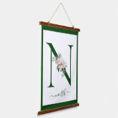 Monogram Floral Letter N Hangend Wandkleed (Gebogen)