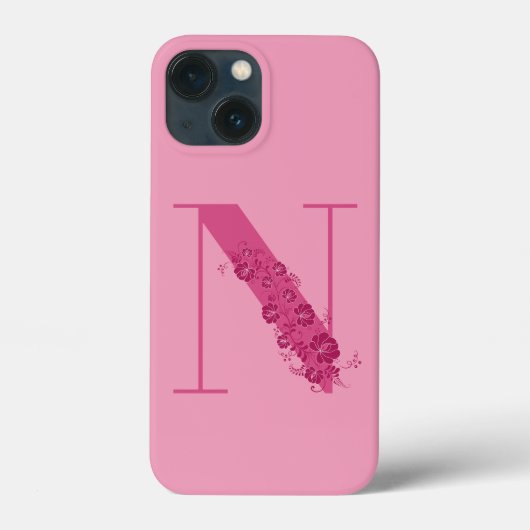 Monogram Floral Letter N iPhone Case (Achterkant)